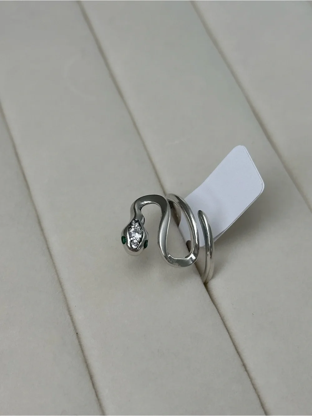 925 Sterling Silver Snake Wrap Ring with Green and Clear Stones